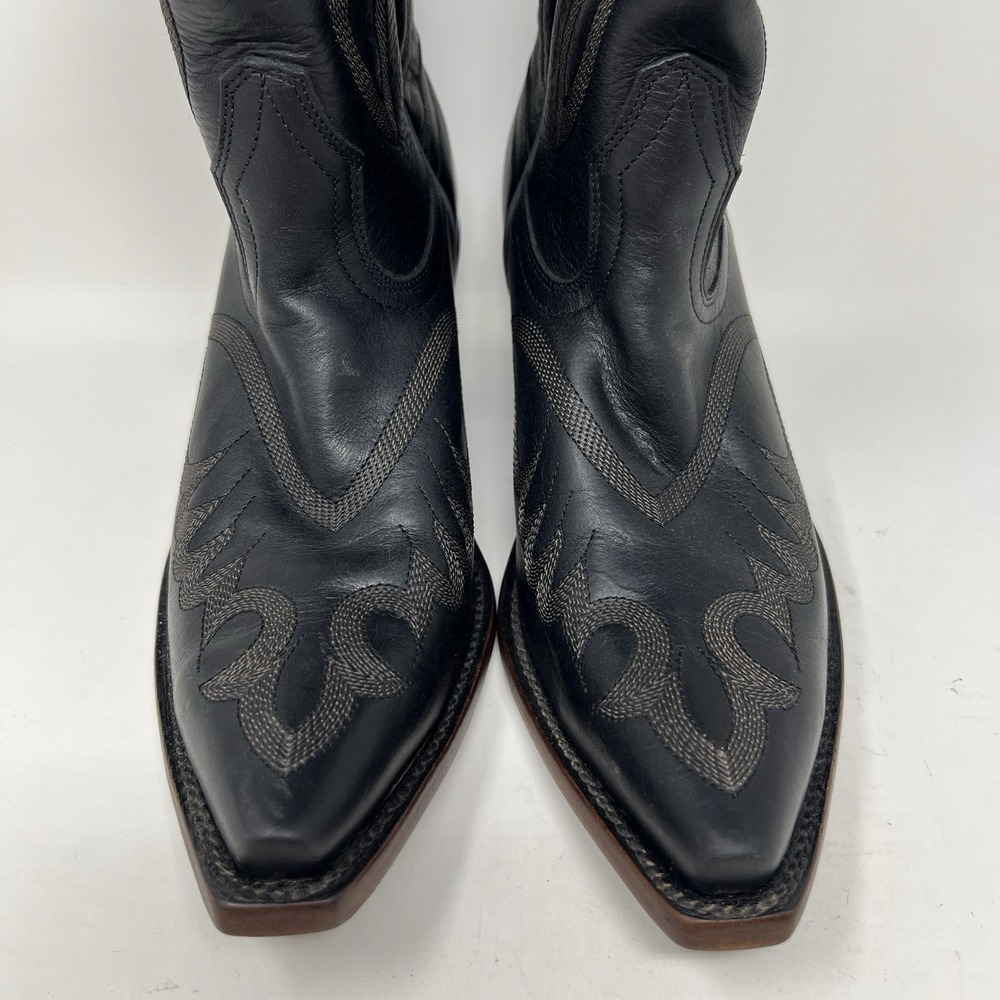 SHAYANNE High Desert Tall Western Boots Women's Size 8 Black Leather Snip Toe - Picture 6 of 12